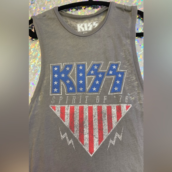 KISS Spirit of ‘76 Official Merch Retro Burnout Sheer Muscle Tank Women’s Small - Picture 8 of 11